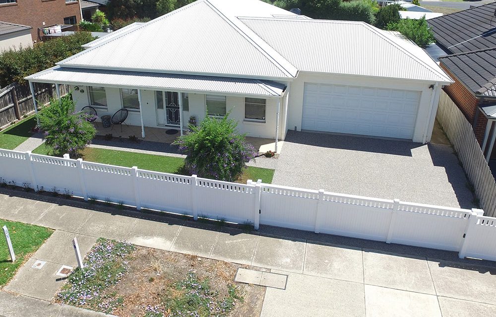 Think-Fencing-PVC-Mystique-Panel-Fence-with-Lattice-White-Aerial